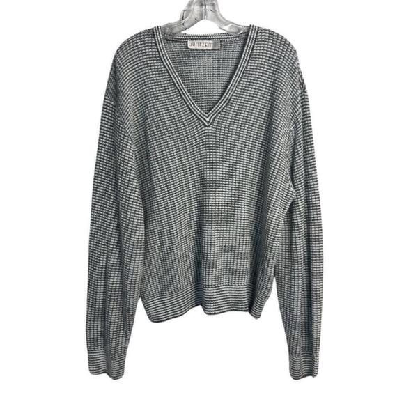 Vintage 90s Jantzen Chunky Rib Knit Oversized V-Neck Pullover Sweater - Picture 1 of 11